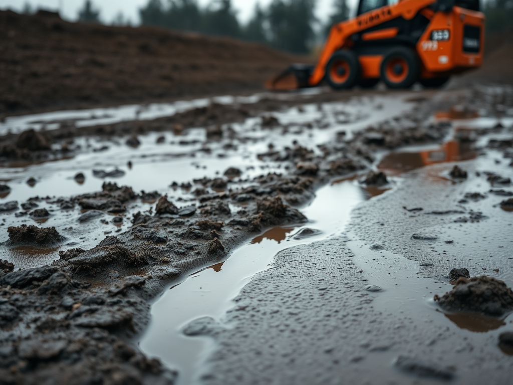 Uneven land causing standing water after heavy rain